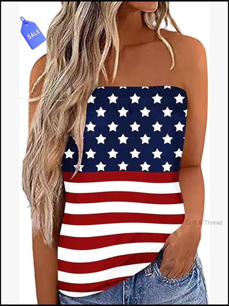 Women's Floral Tube Top Backless Strapless Sleeveless Bandeau Tank